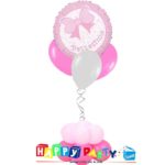 composizione 1 palloncino mylar + 3 lattice ad elio battesimo fiocco rosa