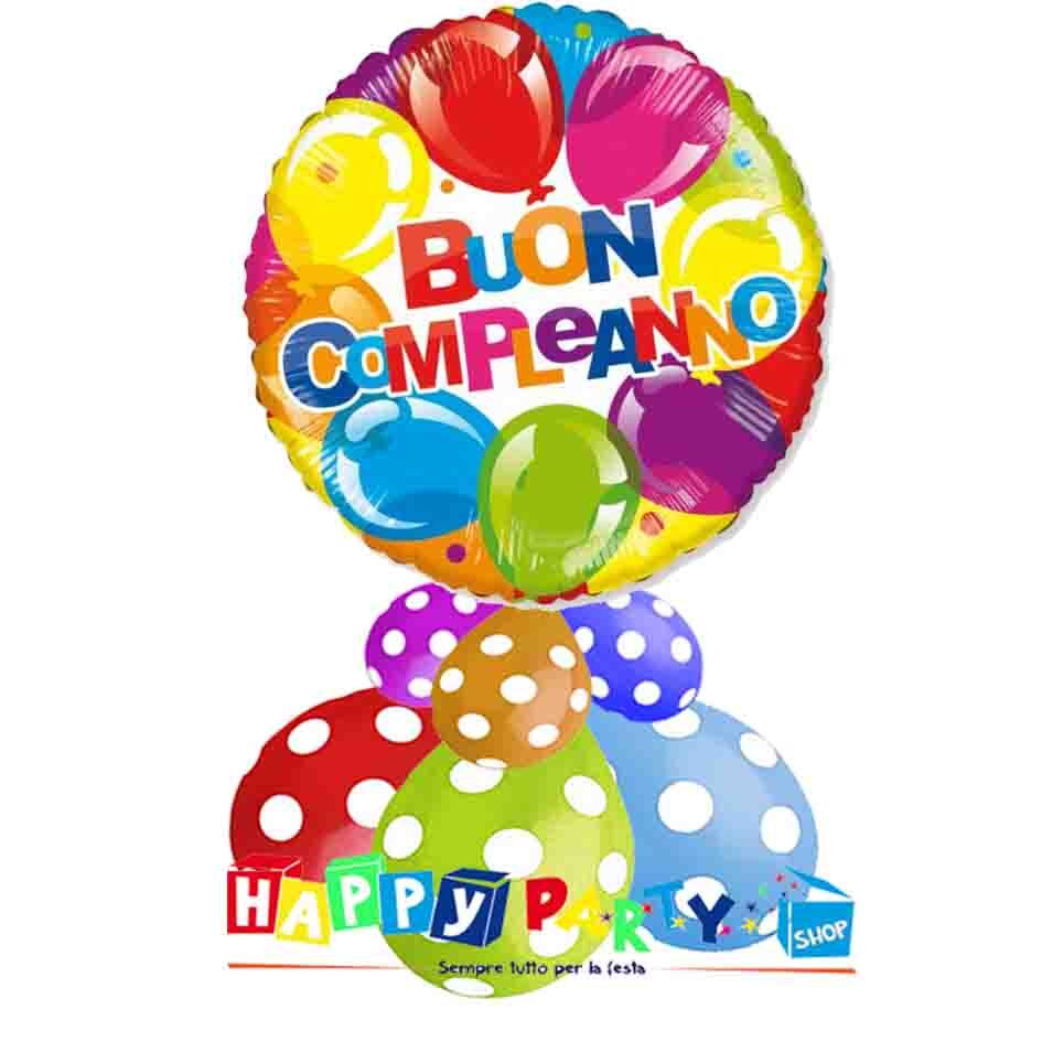 centrotavola palloncino buon compleanno colorato